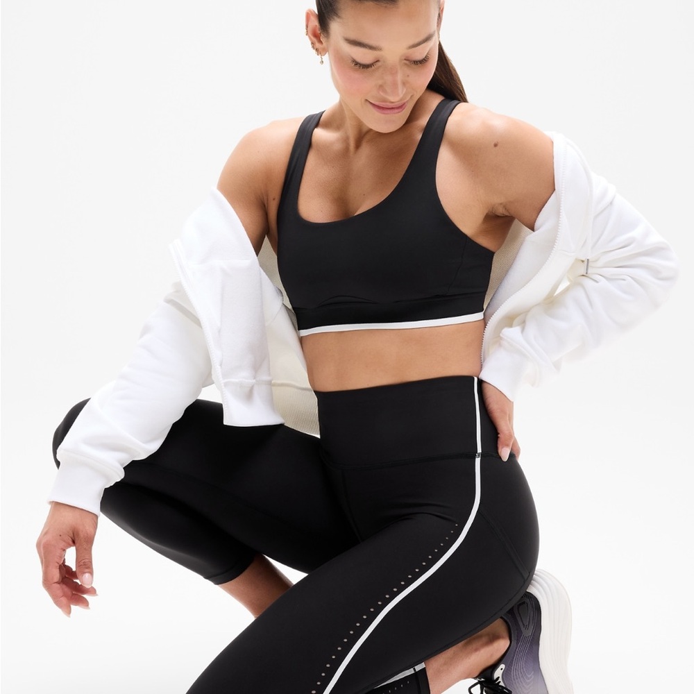 NWT Athleta Black Leggings with White Accents